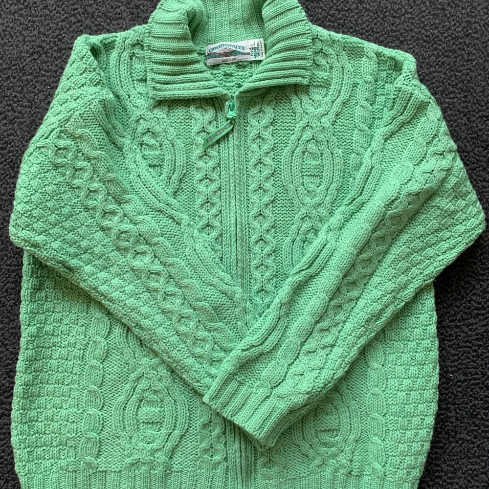 Aran Crafts Irish 100% Merino Zip Up Cardigan